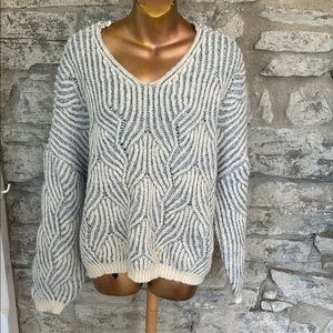 Only V-Neck Sweater - Blue and Cream